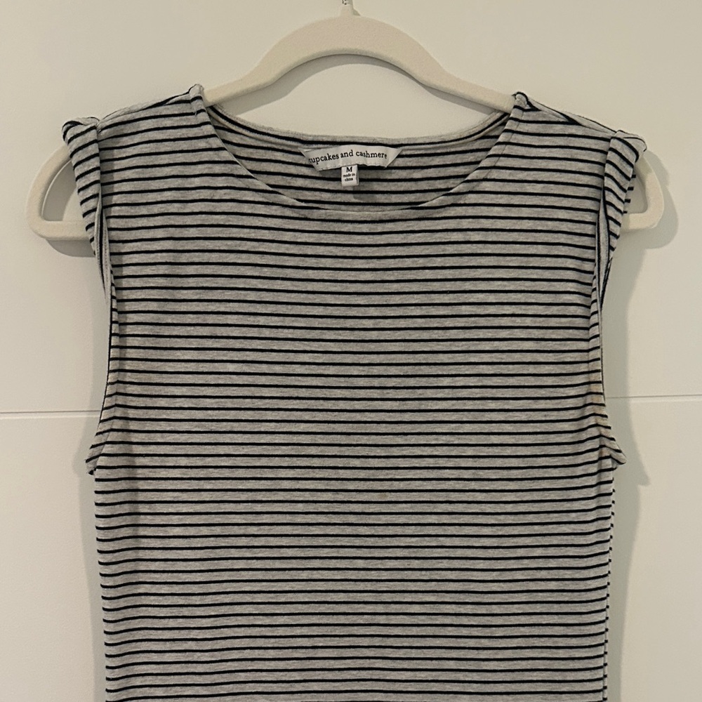 Cupcakes and Cashmere Black and Gray Striped Tank dress
